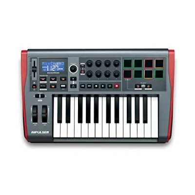 Imagen de Novation Impulse 25, Teclado controlador MIDI con 25 teclas y alimentación USB. de tamaño piano, robusto sensible, pospulsación pads sensibles a la velocidad