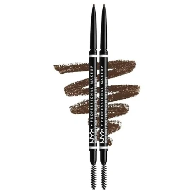 Imagen de NYX Professional Makeup lápiz de cejas perfectas Micro Brow Pencil, Dos lados: cepillo espiral y automático, Fórmula vegana, Tono: Brunette