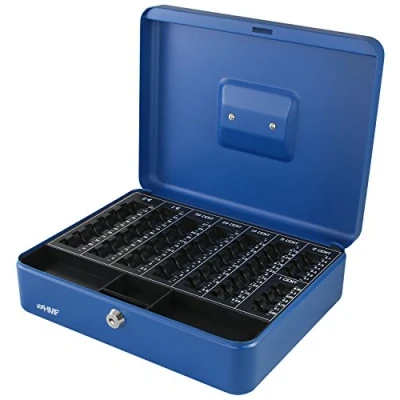 Imagen de HMF 108 05 Caja de caudales, para monedas 30 x 24 9 cm, azul