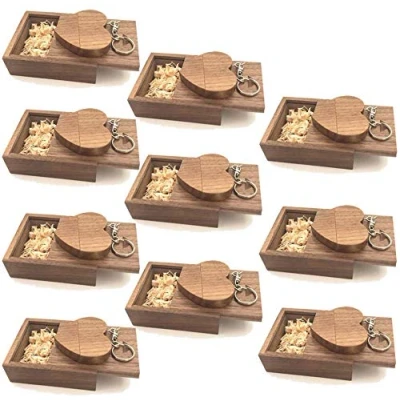 Imagen de A Plus+ 10 Unidades 32 GB Memoria USB 3.0 Stick Corazón Pluma Alta Velocidad 32G Flash Drive Memory con Caja de Madera