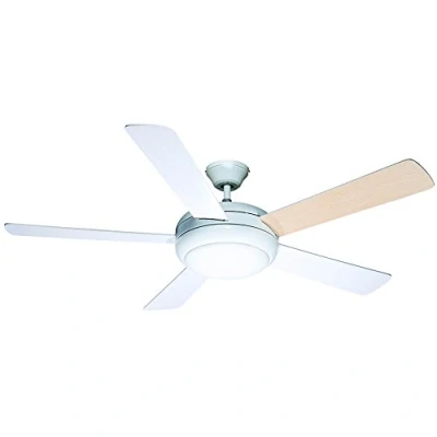Imagen de Ventilador de techo con luz Conte Blanco. Mando a distancia programador incluido. 5 palas madera contrachapada (Plywood). 3 velocidades. (Bombillas 2xE27 no incluidas). Ø 132 cm.