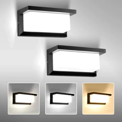 Imagen de CHENBEN Aplique Pared Exterior, 18W Lámpara de LED Impermeable IP65 Luz Aluminio Iluminación 3000K 4000K 6000K para la decoración paredes exteriores, jardines, patios, garajes,2 Piezas