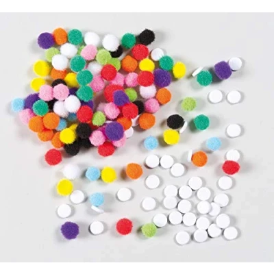 Imagen de Baker Ross Pompones Adhesivos (Pack de 2) en 1 Colores Diferentes. Para decorar tarjetas y manualidades infantiles