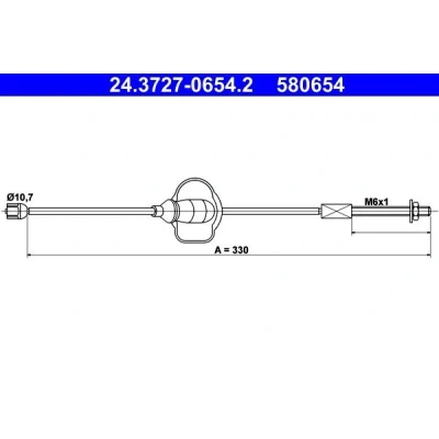 Imagen de ATE 24.3727 0654.2 Cable de Freno Mano 330 FORD: Focus Mk1 Hatchback, Berlina