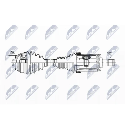 Imagen de NTY NPW BM 177 Árbol de Transmisión Eje delantero, izquierda 570 automática BMW: 5 Berlina