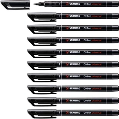 Imagen de Marcador permanente STABILO OHPen Caja con 10 unidades Color negro Punta finaB004D3D1H4