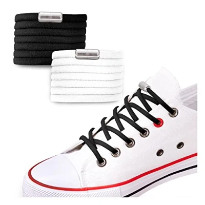 Imagen de SULPO Cordones elasticos con cierre rápido de metal zapatillas deporte silicona sin atar para niños y adultos converse redondos nudo