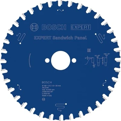 Imagen de Bosch Professional 2608644367 Expert for Sandwich Panel Hoja de Sierra Circular (190 x 30 2 mm, 36 Dientes), Color:, Ø 190 mm