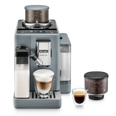 Imagen de Cafetera superautomática De&#039;Longhi Rivelia EXAM440.55.G, Molinillo integrado, LatteCremaHot, Depósito leche, Táctil, 16 recetas, 19 bar, 1450W, Gris