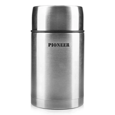 Imagen de Pioneer Flasks HTH1000 Frasco, Termo, Acero Inoxidable 18/10, Gebürsteter Stahl, 1 L