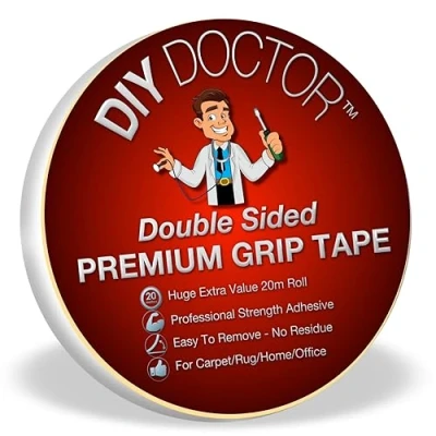 Imagen de DIY Doctor Cinta de doble cara extra fuerte para alfombras más 6 veces larga que el rollo 3m (20m largo y 21mm grosor)