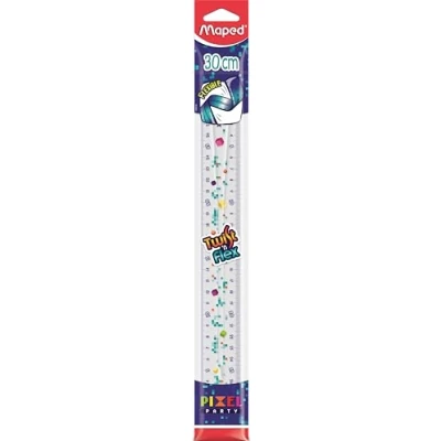 Imagen de REGLA Escolar Flexible Maped Pixel Party TWISTNFLEX 30CM Durabilidad y Precisión Pack Completo
