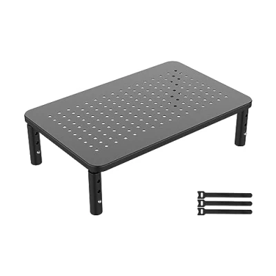 Imagen de GRIFEMA GB1051 Elevador Monitor de Metal, Soporte Escritorio Ergonómico para Monitores, Ordenador Portátiles, Impresoras, Capacidad hasta 20 kg, Altura Ajustable, L370 x W235mm, Negro
