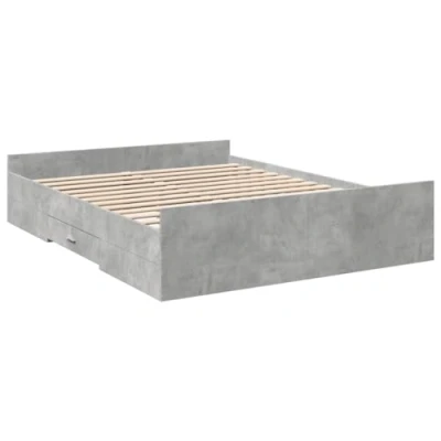 Imagen de vidaXL Cama con Cajones, Somier Doble de Invitados, Estructura Cama, Mueble para Dormitorio, Madera Ingeniería Gris Hormigón 150x200 cm