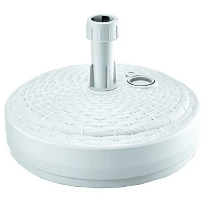 Imagen de Base de sombrilla polietileno redonda con diseño trenzado 39 x 13 cm en color blanco