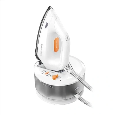 Imagen de Braun CareStyle Compact Steam Generator, Plancha de Vapor con Suela FreeGlide 3D, Presión 5,5 bar, Gran Depósito Agua 1,5 l, Función Eco, IS 2132 WH, Blanco Amarillo