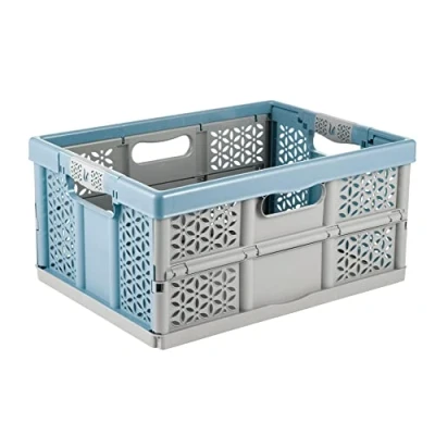 Imagen de keeeper Robusta Caja Plegable con Mangos Suaves, 48,5 x 35 23,5 cm, 32 l, Lea, Azul (Nordic Blue)