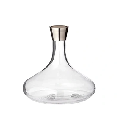 Imagen de EDZARD Carafe Edward, cristal soplado con borde de platino, altura 19 cm, diametro 20 capacidad 1,6 L, Decantador para vino, garrafa whisky, aqua, zumo