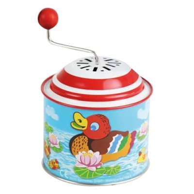 Imagen de Bolz música de Aprox. 10,5 x 7,5 cm, Lata Chapa con melodía Alle Meine Entchen, Caja giratoria Metal, para niños a Partir 18 Meses, Pato Orgel, Color carbón, Small (SIMM Spielwaren GmbH 52761)