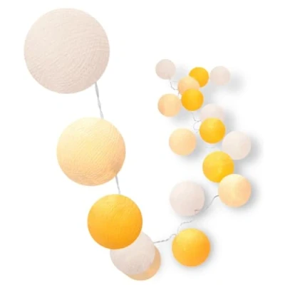 Imagen de CREATIVECOTTON Cadena de luces LED con 20 bolas algodón, temporizador y regulador luz incluido (Sunny Mood, bolas)