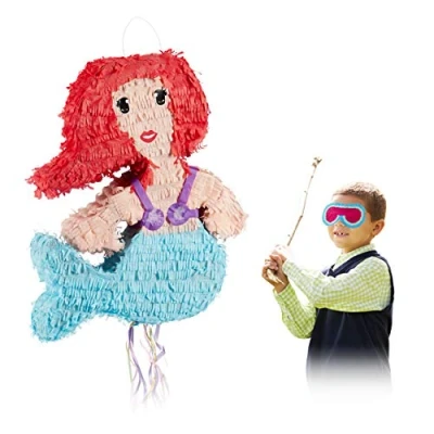 Imagen de Relaxdays Piñata Sirena sin Relleno, Papel, Multicolor, 44 x 36 10 cm, Color, Pinata einzeln (10025178)