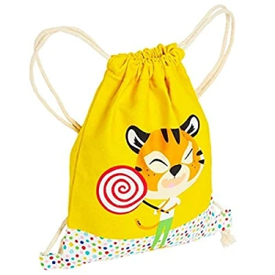 Imagen de Draeger Mochila para niños, diseño de tigre Bolsa tela 100% algodón Ideal guardar los juguetes o el sabor