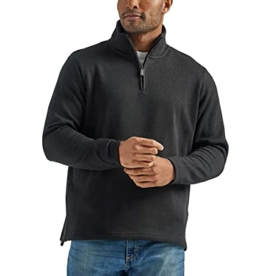 Imagen de Wrangler Authentics Men&#039;s Sweater Fleece Quarter Zip, Caviar, M