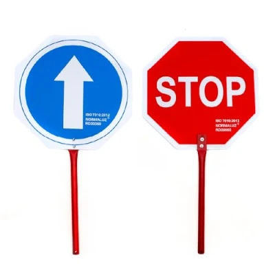 Imagen de Normaluz RD20060 Paleta de Stop/Adelante Mango Metálico Lacado 25 cm largo Adhesivo Vinilo 30 Diámetro
