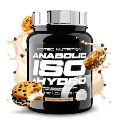Imagen de Scitec Nutrition Anabolic Iso+Hydro Mezcla de proteína suero con creatina Maca y aminoácidos Complejo ZMB6 para el mantenimiento la testosterona, 920 g, Crema galleta
