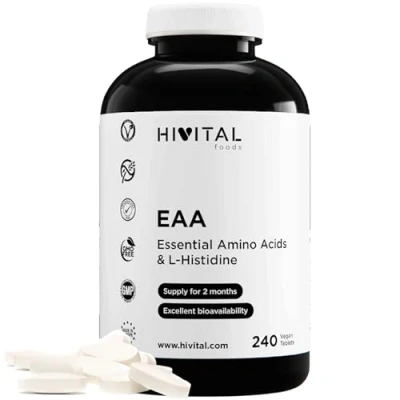 Imagen de EAA Aminoácidos Esenciales. 240 comprimidos veganos para 2 meses. 9 Esenciales el Pre y Post Entrenamiento que aceleran crecimiento la recuperación muscular