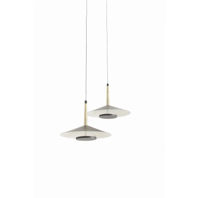 Imagen de Mantra Iluminación. Modelo ORION. Lámpara doble de techo colgante fabricado en aluminio, hierro y acrílico acabado color negro cuero