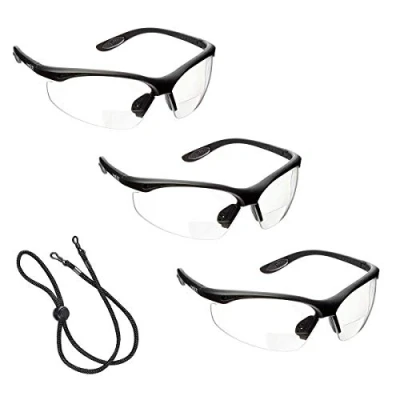 Imagen de 3 x voltX &#039;CONSTRUCTOR&#039; Gafas de seguridad Lectura BIFOCALES que cumplen con la certificación CE EN166F / para Ciclismo (TRANSPARENTE dioptría +3.5) incluye cuerda