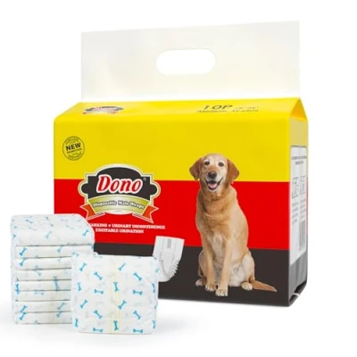 Imagen de pañales para Perros Desechables DONO Paños machos Mascotas Suaves absorbentes Super, incluidos Cuatro tamaños, con indicador de Humedad (M 10count (18&quot; 25&quot;))