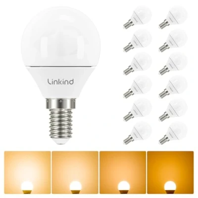 Imagen de Linkind Bombilla LED E14 Regulable, 4.5W Equivalente a 40W, Luz Cálida 2700K, 470 Lúmen, Bombillas Esféricas P45 con Casquillo Fino, AC 220 240V, Lot de 6