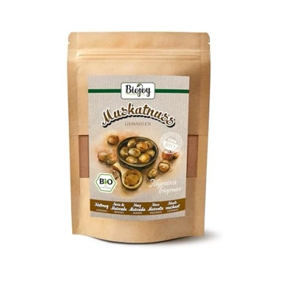 Imagen de Biojoy Nuez Moscada molida BIO (100 g), especia para cocinar, sin aditivos (Myristica fragrans)
