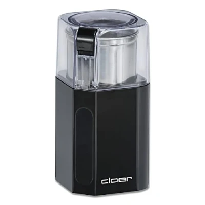 Imagen de Cloer 7580 Molinillo eléctrico de café y especias, 200 vatios, para pesto, hierbas, nueces granos, hasta 70 g granos café, contenedores acero inoxidable extraíbles, negro