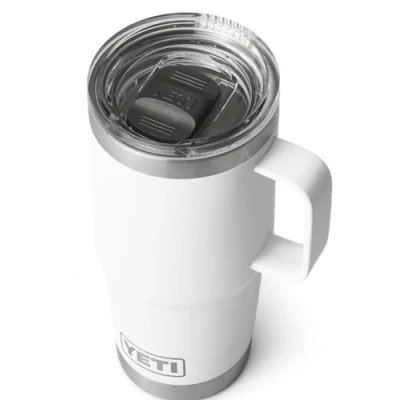 Imagen de YETI Rambler Taza de viaje acero inoxidable aislada al vacío con tapa Stronghold, color blanco, 591 ml