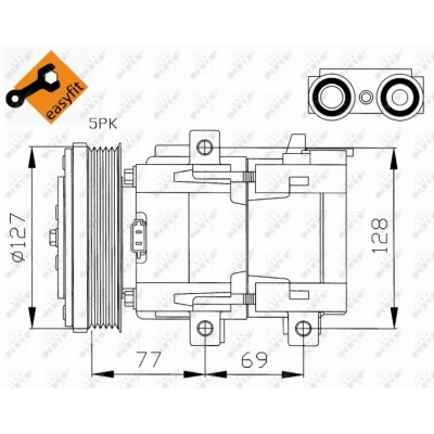 Imagen de NRF 32061 compresor de Aire Acondicionado FS10 170 12 PAG 46 con aceite PAG, junta anular EASY FIT FORD: MONDEO 2