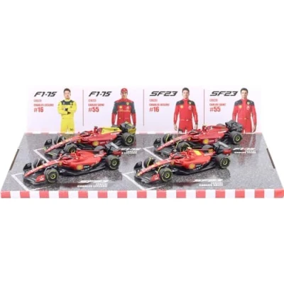 Imagen de BBurago Gift Pack 4 F1 Ferrari SF 23 Modelos realistas de Coche a Escala 1:43, Licencia Oficial Ferrari, Edad Recomendada Partir 3 años