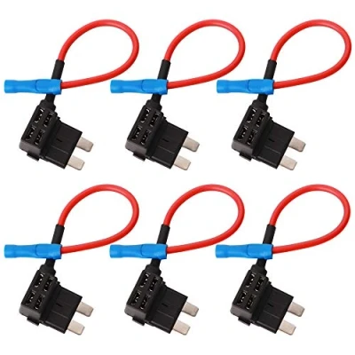 Imagen de GTIWUNG 6Pcs 32V Add a Circuit Fusible Titular, Portafusible con hilo in line coche Circuito Cuchilla Estilo Adaptador Cable Fusible, Tap Holder Estándar Mediano Tamaño