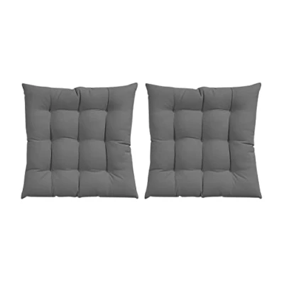 Imagen de GREATOYAR Cojines para Silla y Asiento, Decoración de Asiento Jardín Casa Terraza, Cojín Decorativo con Correas Sujeción, 9 Pespuntes, Fabricado en España, 40 x 3.5 cm, Pack 2, Gris