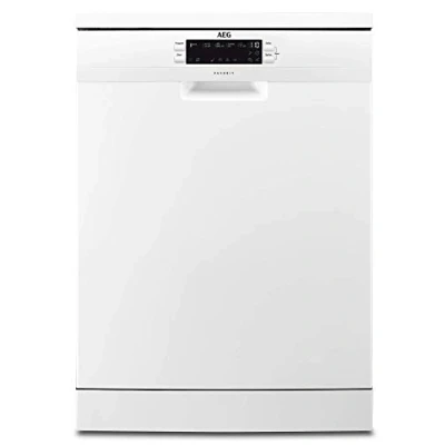 Imagen de AEG FFB53900ZW Lavavajillas AirDry 14 cubiertos, Display LCD, Desconexión automática, 5 programas a 4 temperaturas, Tercera bandeja para Motor Inverter, 46 dBA, Blanco, 60 cm