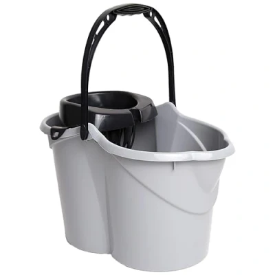 Imagen de MAYA Cubo Ovalado con Escurridor de 15L. Asa Ergonómica. Gris. Fabricado en PPL. Amplia Variedad Colores. (Gris)