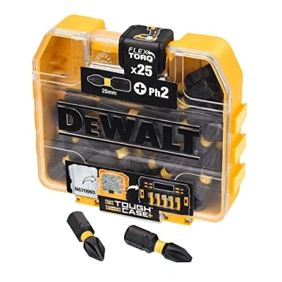 Imagen de DEWALT DCF900P2T QW Juego de Puntas Torsion SBS, 25 Piezas x PH2 25mm, Para Taladro Atornillador