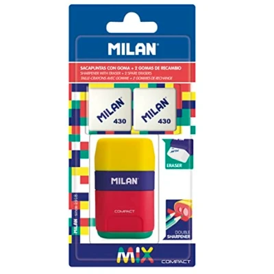 Imagen de MILAN Blister afilaborra Compact Mix + 2 gomas de recambio