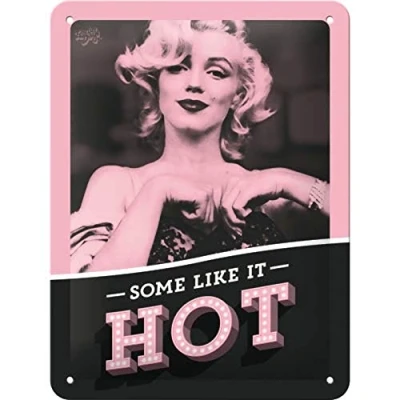 Imagen de Nostalgic Art Cartel de Chapa Retro Marilyn Some Like It Hot Idea Regalo para los Aficionados al Cine, metálico, Diseño Vintage, 15 x 20 cm