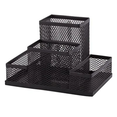 Imagen de D.RECT ​​Organizador de Escritorio Portalápices Metal con Soporte Malla para Notas 103 x 154 mm Multifuncional Accesorio Almacenamiento Oficina Negro