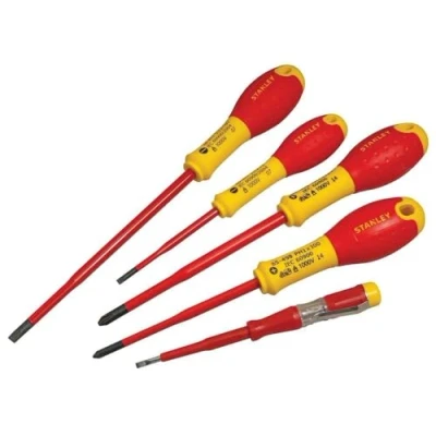 Imagen de STANLEY XTHT0 62692 Juego 5 destornilladores FatMax VDE con punta reducida. Electricista 3.5x75mm, 5.5x150mm; Ph1x100mm, Ph2x125mm, Test de voltaje