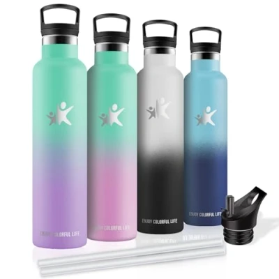 Imagen de Botella Agua Acero Inoxidable 1 litro Agua, A Prueba de Fugas, Termica, sin BPA, Termo Inoxidable, Mantiene 24H Frio/12H Calor, Botellas para la Deportes, Cámping, Senderismo