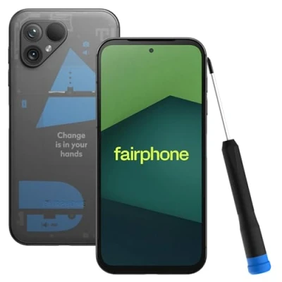 Imagen de Fairphone 5 5G Smartphone sostenible (Pantalla de 6,46&quot;, cámara Dual 50 MP, 8 GB/256 GB, 4200 mAh, Android 14) Incl. Destornillador iFixit, edición Transparente